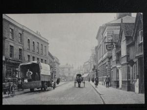 HITCHEN High Street showing Cock Hotel & C. McDonnell ? Delivery Van c1907