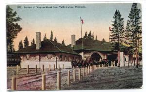 Railroad Depot Oregon Short Line Yellowstone Montana 1910s postcard