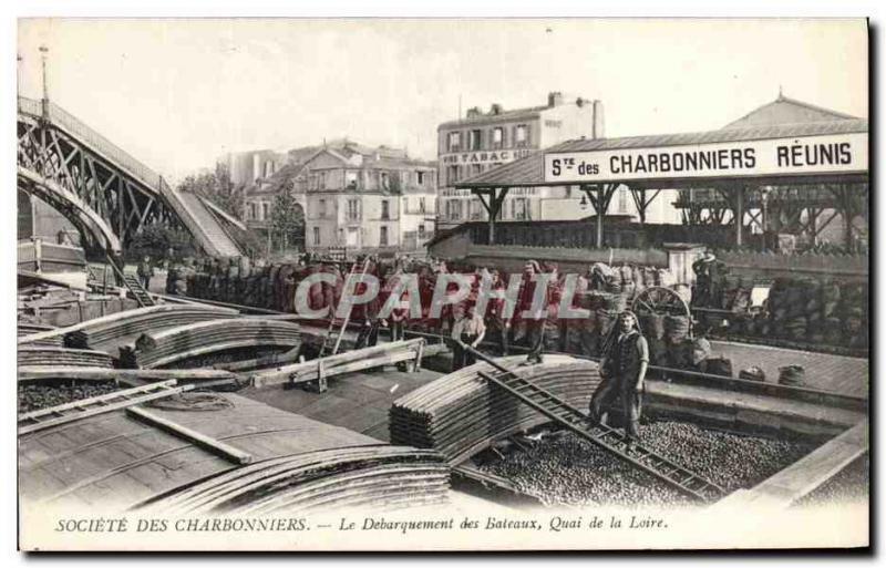 Postcard Old Mine Mining Company Charbonniers The landing boats Quai de la Lo...