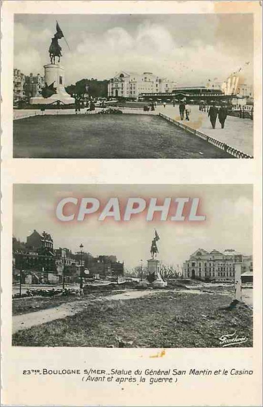 Postcard Modern 23b Boulogne s statue of General San Martin sea and the casin...