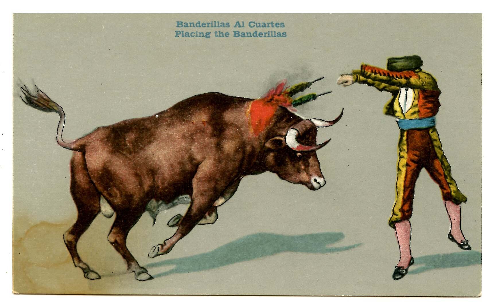 Postcard Banderillas, Torero with Attacking Bull – – Dogma Escuela de  Negocios