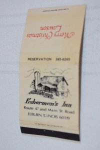 Fishermen's Inn Elburn Illinois Map 30 Strike Matchbook Cover