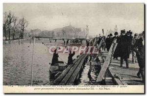 Old Postcard Militaria Paris The great flood of January 1910 trestle bridge o...