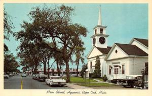 HYANNIS, MA Massachusetts  MAIN STREET First Baptist Church~50's Cars CAPE COD