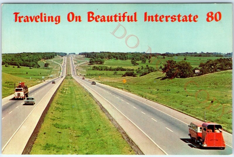 c1960s Iowa US Interstate 80 Council Bluffs - Des Moines IA Chrome Photo A144