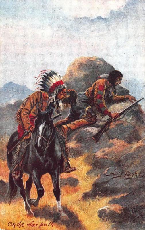 Raphael Tuck The Wild West Harry Payne On the war path Postcard