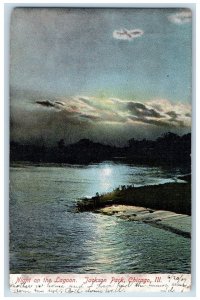 1907 Night on the Lagoon Jackson Park Chicago Illinois IL Antique Postcard