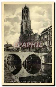 Old Postcard Netherlands Utrecht oudegracht puts Gaardbrug