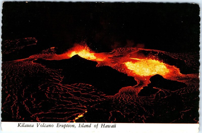 c1970s Kilauea, HI Volcano Eruption Night Lava Flow Fire Pit Chrome 4x6 PC M17