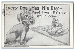 Green Bay WI Postcard Every Dog Has His Day Gee I Wish My Ship Would Come In