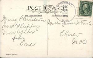 Christmas - Woman Pulling Children in Sled 259C c1915 Postcard