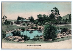 c1910's Sanatorium Grounds Rotorua New Zealand, Pond House View Antique Postcard