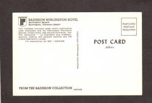 VT Radisson Burlington Hotel Vermont Postcard PC Carte Postale