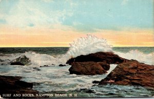 New Hampshire Hampton Beach Surf and Rocks 1910 Curteich