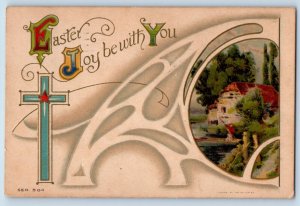 Milwaukee WI Postcard Easter Holy Cross House River Boating Scene Embossed