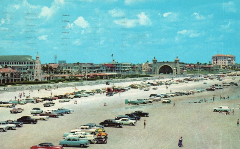 Vintage Postcard 1963 Cars Smooth Sand Beaches Boardwalk Daytona Beach Florida