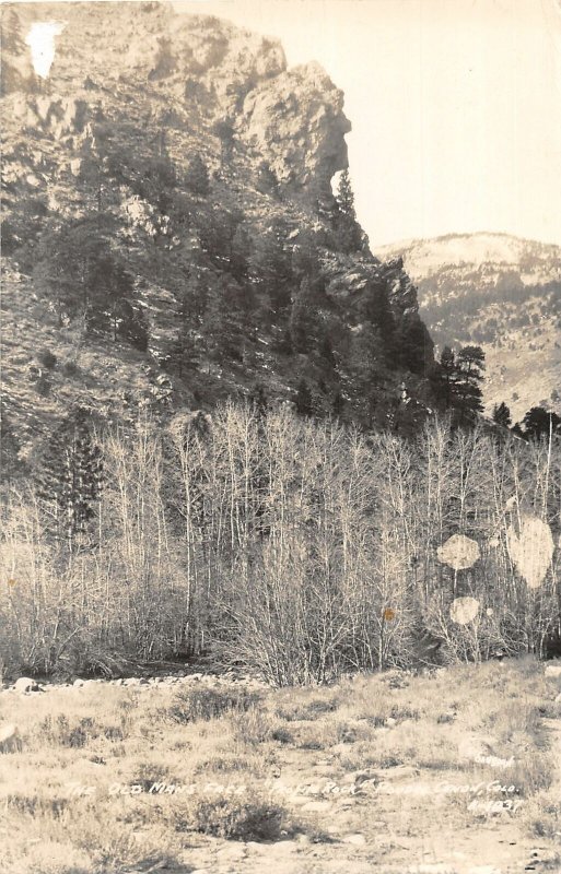 H74/ Fort Collins Poudre Canon Colorado RPPC Postcard c1946 Profile Rock 75