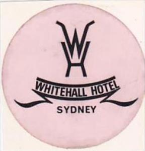 AUSTRALIA SYDNEY WHITEHALL HOTEL VINTAGE LUGGAGE LABEL