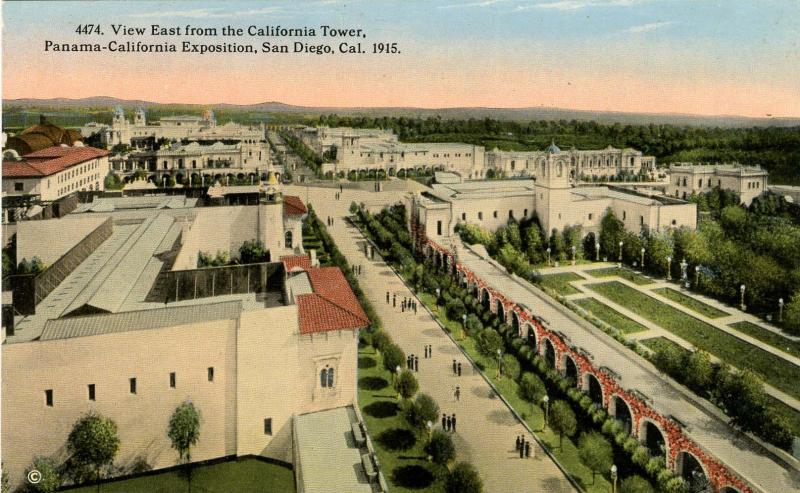 CA - San Diego. 1915 Panama-California Expo. View East from CA Tower