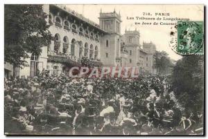 Old Postcard Horse Riding Equestrian Paris grandstand longchamp A racing day