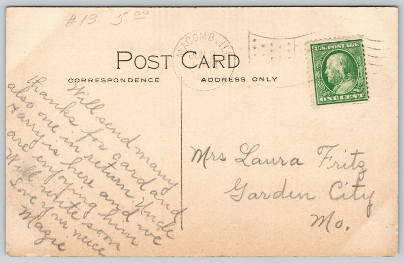 Macomb IL Handcolored~Path to Old Main~Western Illinois State Normal School 1908