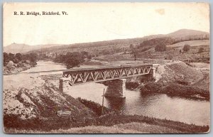 Richford Vermont c1910 Postcard Railroad RR Bridge