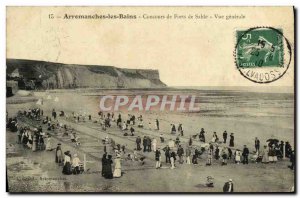Old Postcard Arromanches Les Bains contest Forts Sable Vue Generale Children
