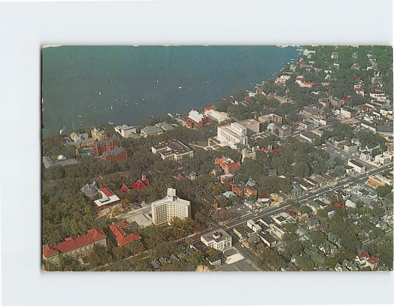 Postcard Air view showing Campus of University of Wisconsin, Madison, Wisconsin