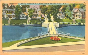 Emory Street Bridge Wesley Lake Ocean Grove NJ Linen Postmarked 1959