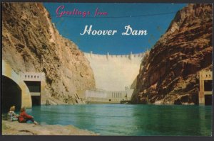 NEVADA-ARIZONA Hoover Dam Greetings from looking Tunnels - Powerhouse ~ Chrome