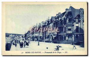 Old Postcard Mers les Bains Beach Walk