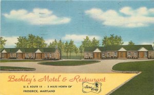 Postcard Maryland Frederick Beckley's Motel Restaurant occupation linen 23-7111