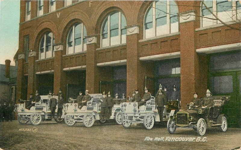 Postcard Canada Vancouver BC C-1910 fire engines occupation Valentines 23-7828