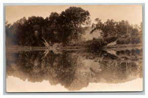 Vintage 1920's RPPC Postcard Reflection on Lake Winona Minnesota