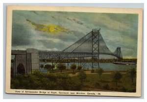 Vintage 1920's Postcard Ambassador Bridge Sandwich Near Windsor Ontario Canada