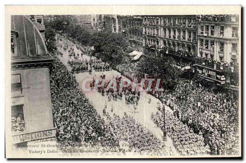 Old Postcard Army Ravelled of the victory Paris July 14th 1919 Boulevard St D...