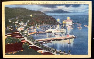 Vintage Postcard 1939 Night Time at Avalon Bay, Catalina Island, Califoria (CA)