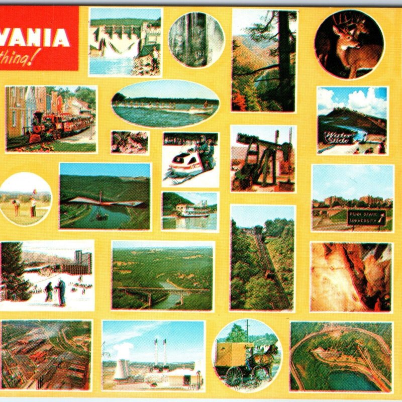 c1970s Zelienople, PA Greetings from Pennsylvania Photo Collage Chrome PC A317