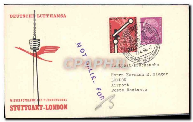 Letter Germany Lufthansa Stuttgart London 22 April 56