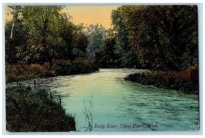 1908 Scenic View Rocky River Three Rivers Michigan MI Vintage Antique Postcard