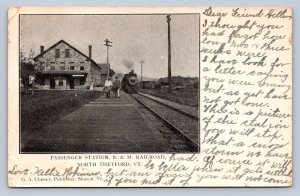 J88/ North Thetford Vermont Postcard c1910 B&M Railroad Depot 438