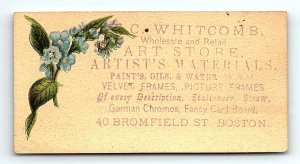 c1880 C. WHITCOMB ART STORE BROMFIELD ST BOSTON MA VICTORIAN TRADE CARD Z1119