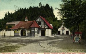 chile, VIÑA DEL MAR, Estacion de los Tranvias Electricos, Tram Station (1910)