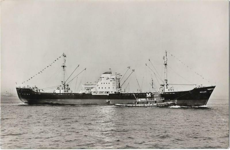 New York Harbor Mellum on maiden Voyage Ship Nautica Real Photo Postcard 01.21