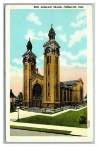 Vintage 1940's Postcard Holy Redeemer Catholic Church Gallia St. Portsmouth Ohio