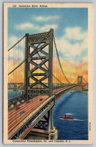 Delaware River Bridge - Philadelphia, Pennsylvania - Camden, NJ - Postcard