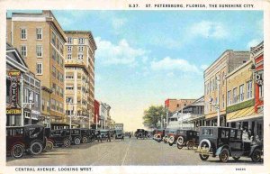 Central Avenue St Petersburg Florida 1920s postcard