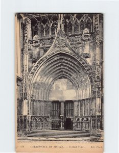 Postcard Portail Nord, Cathedrale de Troyes, France