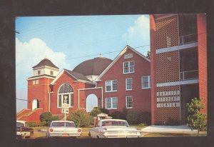 MONTEVALLO ALABAMA BAPTIST CHURCH OLD CARS 1963 OLDSMOBILE VINTGE POSTCARD