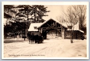 K35/ Gates of Lucerne In Quebec Canada RPPC Postcard c1940s Lodge Gates 59